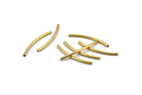 Solid Brass Noodle Tube, 24 Raw Brass Curved Tubes (2x35mm) Bs 1404