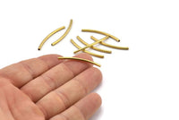 Solid Brass Noodle Tube, 24 Raw Brass Curved Tubes (2x35mm) Bs 1404