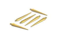 Brass Spike Charms, 100 Raw Brass Spike Charms (32x5mm) Brs 286 A0268
