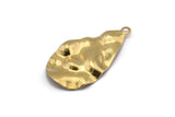 Brass Drop Charm, 12 Raw Brass Wavy Drop Charms With 1 Loop, Earrings, Findings (31x17x0.60mm) D0671