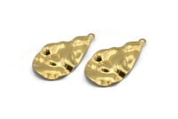 Brass Drop Charm, 12 Raw Brass Wavy Drop Charms With 1 Loop, Earrings, Findings (31x17x0.60mm) D0671