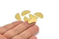 Semi Circle Pendant, 24 Raw Brass Semi Circle Blanks With 1 Hole (21x10x0.80mm) R036