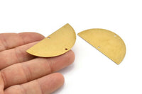 Semi Circle Charm, 4 Raw Brass Half Moon Blanks With 2 Holes, Earrings, Pendants (50x24x0.80mm) D923