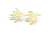 Brass Leaf Earring, 6 Raw Brass Leaf Shaped Stud Earrings, Findings (27x34x0.60mm) A2994