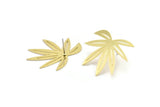 Brass Leaf Earring, 6 Raw Brass Leaf Shaped Stud Earrings, Findings (27x34x0.60mm) A2994