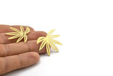 Brass Leaf Earring, 6 Raw Brass Leaf Shaped Stud Earrings, Findings (27x34x0.60mm) A2994