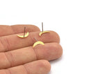 Brass Moon Earring, 12 Raw Brass Tiny Crescent Moon Shaped Stud Earrings (12x3x0.60mm) A2996