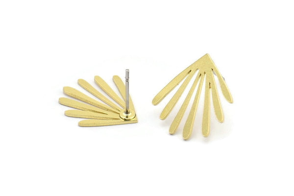 Earring Studs, 10 Raw Brass - Irregular Shaped Stud Earrings - Brass Earrings - Earrings (17x14x0.60mm) A2986