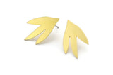 Earring Studs, 8 Raw Brass - Irregular Shaped Stud Earrings - Brass Earrings - Earrings (22x14x0.60mm) A2990