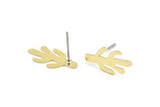 Earring Studs, 12 Raw Brass - Cactus Shaped Stud Earrings - Brass Earrings - Earrings (18x9x0.60mm) A2987