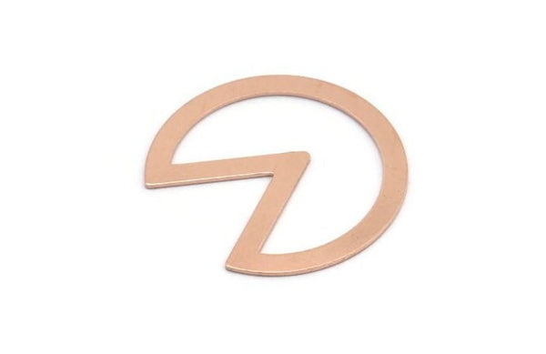 Copper Circle Blank, 4 Raw Copper Pizza Slice Blanks, Findings (37x34x0.80mm) M03368