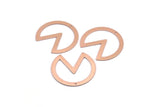 Copper Circle Charm, 4 Raw Copper Pizza Slice Charms With 1 Hole, Findings (37x34x0.80mm) M03367