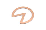 Copper Circle Charm, 4 Raw Copper Pizza Slice Charms With 1 Hole, Findings (37x34x0.80mm) M03367