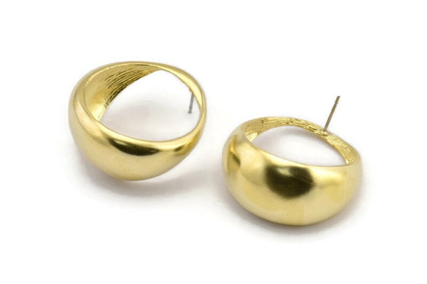 Earring Studs, 2 Raw Brass -  Stud Earrings - Brass Earrings - Earrings (32x18mm) N2058