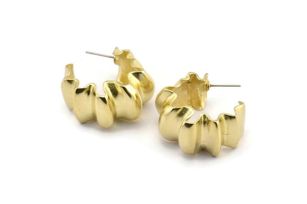 Küpe Çivisi, 2 Ham Pirinç - Çivili Küpeler - Pirinç Küpeler - Küpeler (27x16mm) N2056
