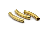Brass Noodle Tubes, 12 Raw Brass Curved Tube Findings (7x40 Mm) Bt001 Brc254