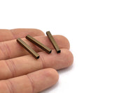 Geometric Brass Tube Bead, 24 Square Antique Brass Tubes, Spacer Beads, Bracelet Tubes (25x3x3mm) Sq03 Brc303
