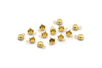 Round Prong Setting, 250 Raw Brass Round 1 Loop, 4 Prong Settings For Ss16 (pp31) 3.9mm/4mm Rhinestones S410