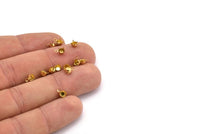Round Prong Setting, 250 Raw Brass Round 1 Loop, 4 Prong Settings For Ss16 (pp31) 3.9mm/4mm Rhinestones S410
