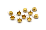 Round Prong Setting, 100 Raw Brass Round 1 Loop, 4 Prong Settings for SS38  7.9mm/8.1mm Rhinestones S404
