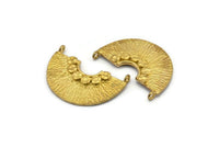 Semi Circle Pendant, 2 Raw Brass Semi Circle  Pendants With 2 Loops (32x22x1mm) BS 1890