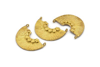 Semi Circle Pendant, 2 Raw Brass Semi Circle  Pendants With 2 Loops (32x22x1mm) BS 1890