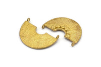 Semi Circle Pendant, 2 Raw Brass Semi Circle  Pendants With 2 Loops (32x22x1mm) BS 1890