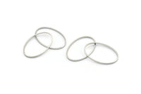 Silver Oval Connectors, 50 Silver Tone Oval Connectors, Rings, Findings (20x13x0.5mm) BS 2424