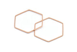Hexagon Ring Charm, 4 Rose Gold Plated Brass Hexagon Shaped Ring Charms (40x1mm) E306 Q0515