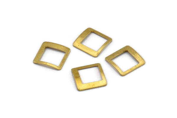 Brass Square Charm, 25 Raw Brass Square Connectors (12mm) Bs 1317