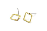 Brass Square Earring, 10 Raw Brass Square Stud Earrings (8x1mm) Bs-115 A1764