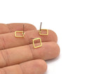 Brass Square Earring, 10 Raw Brass Square Stud Earrings (8x1mm) Bs-115 A1764