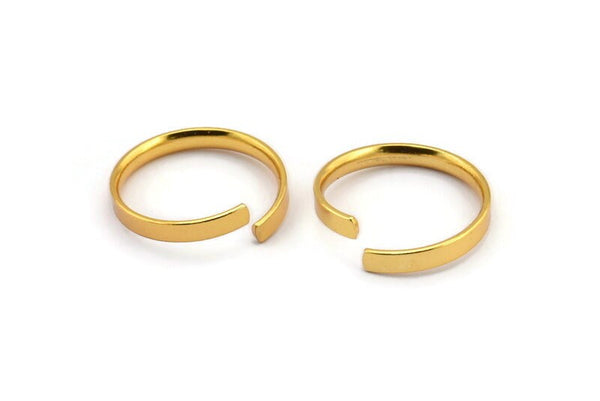19mm Adjustable Rings, 10 Gold Plated Brass Adjustable Rings (19mm) Mn49