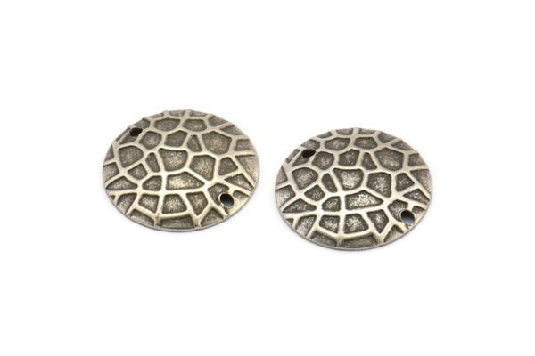 Silver Pendant Charms, 24 Antique Silver Plated Brass Connectors With 2 Holes, Charms, Findings, Pendant (16mm) Brs144 A0349