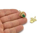 Brass Flower Charm, 4 Raw Brass  Lotus Flower Charms With 1 Loop - Pad Size 6x8mm (21x17mm) N2073