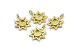 Brass Star Charm, 4 Raw Brass Star Charms With 1 Loop - Pad Size 6mm (21x17mm) N2071