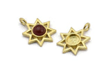 Brass Star Charm, 4 Raw Brass Star Charms With 1 Loop - Pad Size 6mm (21x17mm) N2071