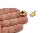 Brass Star Charm, 4 Raw Brass Star Charms With 1 Loop - Pad Size 6mm (21x17mm) N2071