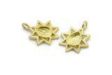 Brass Star Charm, 4 Raw Brass Star Charms With 1 Loop - Pad Size 6x8mm (21x17mm) N2069
