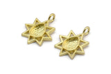 Brass Star Charm, 4 Raw Brass Star Charms With 1 Loop - Pad Size 6x8mm (21x17mm) N2069