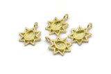 Brass Star Charm, 4 Raw Brass Star Charms With 1 Loop - Pad Size 6x8mm (21x17mm) N2069