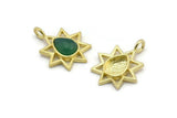 Brass Star Charm, 4 Raw Brass Star Charms With 1 Loop - Pad Size 6x8mm (21x17mm) N2069