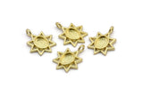 Brass Star Charm, 4 Raw Brass Star Charms With 1 Loop - Pad Size 6x8mm (21x17mm) N2070