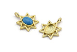 Brass Star Charm, 4 Raw Brass Star Charms With 1 Loop - Pad Size 6x8mm (21x17mm) N2070
