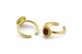 Brass Ring Settings, 2 Raw Brass Oval Shaped Ring With 1 Stone Setting - Pad Size 8x6mm N2094