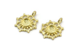 Brass Flower, 4 Raw Brass, Brass Charms, Brass Flower Charms, Charm Pendants With 1 Loop - Pad Size 6mm (21x17mm) N2075