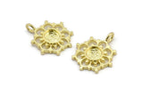 Brass Flower, 4 Raw Brass, Brass Charms, Brass Flower Charms, Charm Pendants With 1 Loop - Pad Size 6mm (21x17mm) N2075