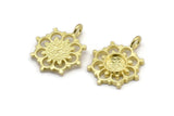 Brass Flower, 4 Raw Brass, Brass Charms, Brass Flower Charms, Charm Pendants With 1 Loop - Pad Size 6mm (21x17mm) N2075