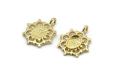 Brass Flower, 4 Raw Brass, Brass Charms, Brass Flower Charms, Charm Pendants With 1 Loop - Pad Size 6x8mm (21x17mm) N2076