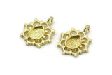 Brass Flower, 4 Raw Brass, Brass Charms, Brass Flower Charms, Charm Pendants With 1 Loop - Pad Size 6x8mm (21x17mm) N2077